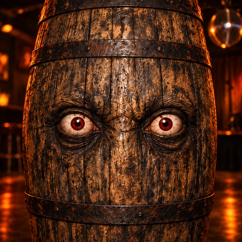 Cooper, McCoy’s haunted barrel mascot