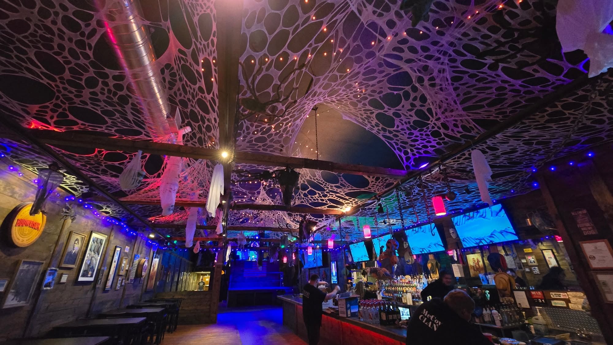 McCoy’s bar with music-video screens and colored lighting